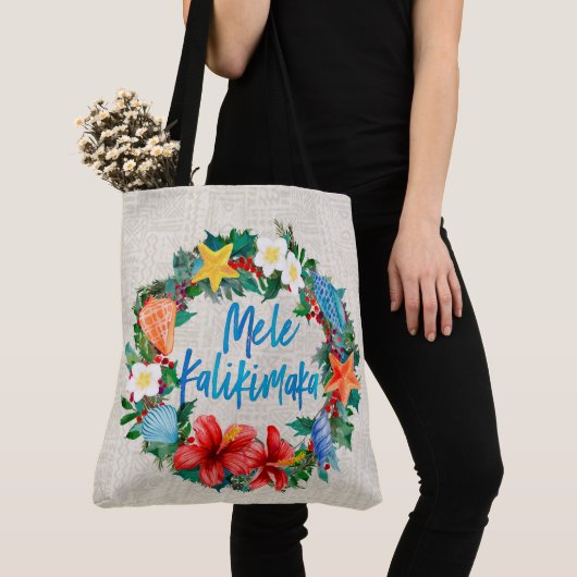 Mele Kalikimaka Hawaiianischer Weihnachtskranz Tasche (Von Nahem)