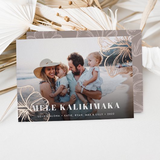 Mele Kalikimaka | Hawaiianisches Foto Folien Feiertagskarte
