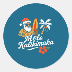 Mele Kalikimaka Hawaiianisches Weihnachten Santa H Runder Aufkleber