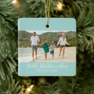 Mele Kalikimaka Hawaiianisches Weihnachtsfoto Keramikornament