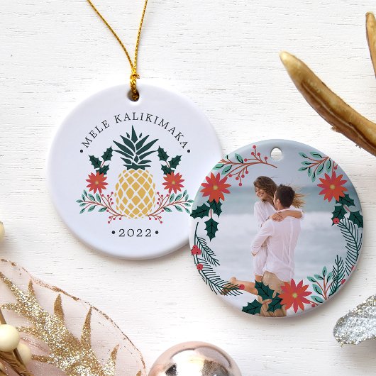 Mele Kalikimaka | Hawaiianisches WeihnachtsFoto Keramikornament