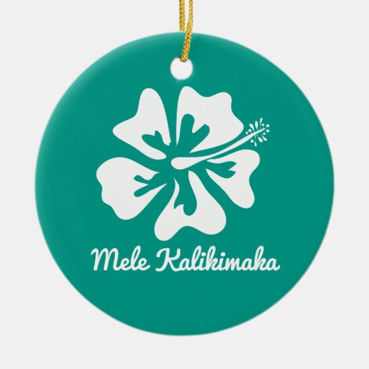 Mele Kalikimaka hawaiischer Blume Keramik Ornament (Vorne)