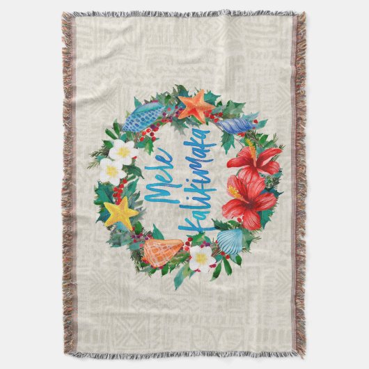 Mele Kalikimaka hawaiischer WeihnachtsKranz Decke (Vorderseite Vertikal)