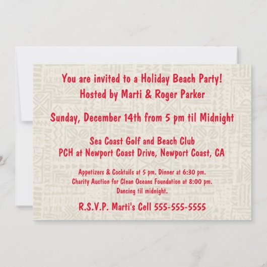 Mele Kalikimaka hawaiischer WeihnachtsKranz Einladung (Rückseite)