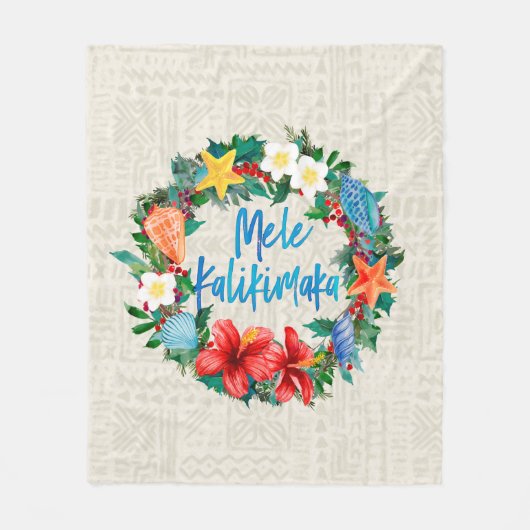 Mele Kalikimaka hawaiischer WeihnachtsKranz Fleecedecke (Vorderseite)