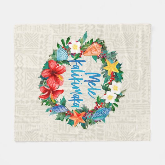 Mele Kalikimaka hawaiischer WeihnachtsKranz Fleecedecke (Vorderseite (Horizontal))
