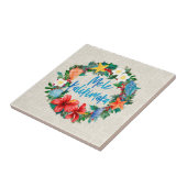 Mele Kalikimaka hawaiischer WeihnachtsKranz Fliese (Seite)