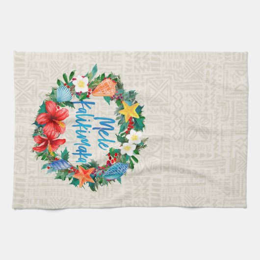 Mele Kalikimaka hawaiischer WeihnachtsKranz Geschirrtuch (Horizontal)