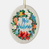 Mele Kalikimaka hawaiischer WeihnachtsKranz Keramik Ornament (Rechts)