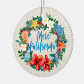 Mele Kalikimaka hawaiischer WeihnachtsKranz Keramik Ornament (Links)