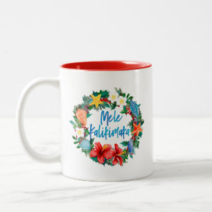 Mele Kalikimaka hawaiischer WeihnachtsKranz Zweifarbige Tasse