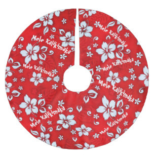 Mele Kalikimaka Hibiskus Print Tree Skirt Polyester Weihnachtsbaumdecke