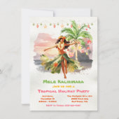 Mele Kalikimaka Hula Girl Tropical Holiday Party Einladung (Vorderseite)