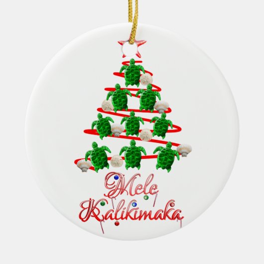 Mele Kalikimaka-Meeresschildkröten Keramikornament (Vorne)