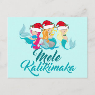 Mele Kalikimaka Meerjungfrau-Weihnachtsniedlicher Feiertagspostkarte
