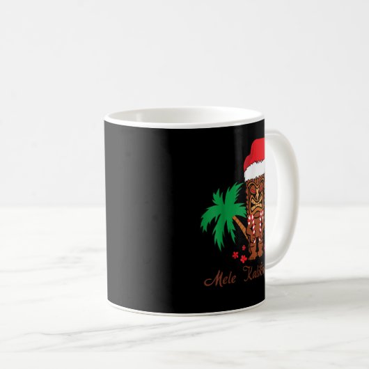 Mele Kalikimaka Merry Christmas Hawaiian Tiki Kaffeetasse (VorderseiteRechts)