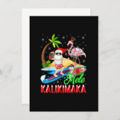 Mele Kalikimaka Merry Xmas Hawaiian Flamingo Santa Einladung (Vorne/Hinten)