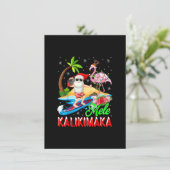 Mele Kalikimaka Merry Xmas Hawaiian Flamingo Santa Einladung (Stehend Vorderseite)