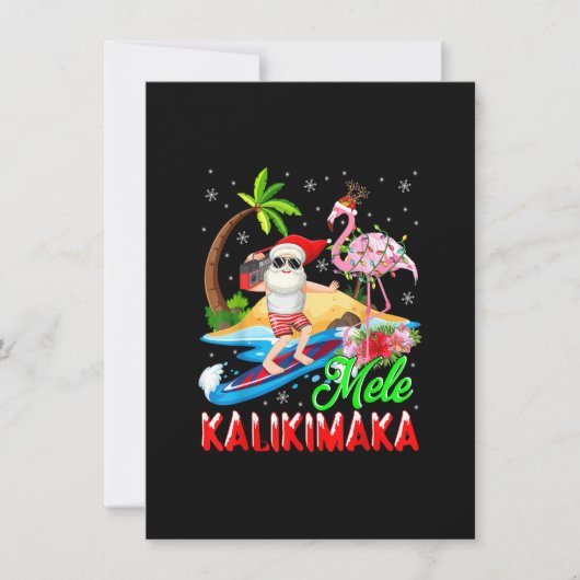 Mele Kalikimaka Merry Xmas Hawaiian Flamingo Santa Einladung (Vorderseite)