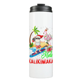 Mele Kalikimaka Merry Xmas Hawaiian Flamingo Santa Thermosbecher