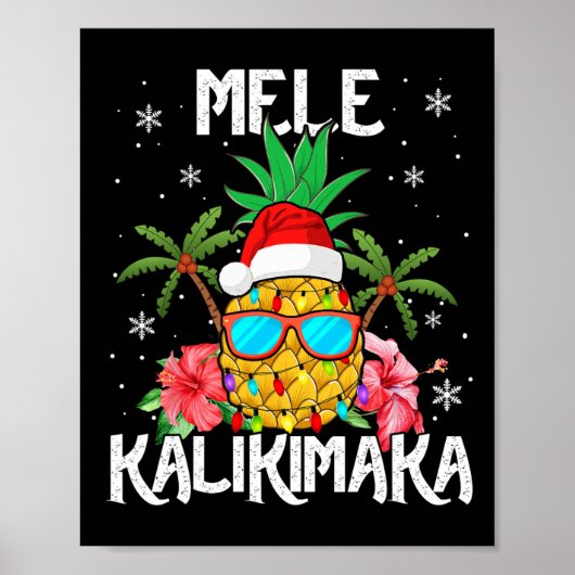 Mele Kalikimaka Merry Xmas Light Santa Hawaiian Pi Poster (Vorne)