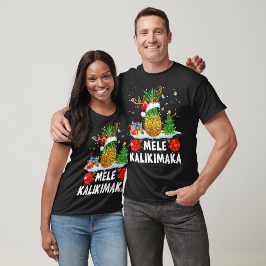 Mele Kalikimaka Merry Xmas Santa Reindeer Pineappl T-Shirt (Unisex)
