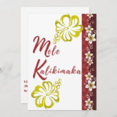 Mele Kalikimaka mit Golden Hibiskus Grußkarte Mitteilungskarte (Vorne/Hinten)