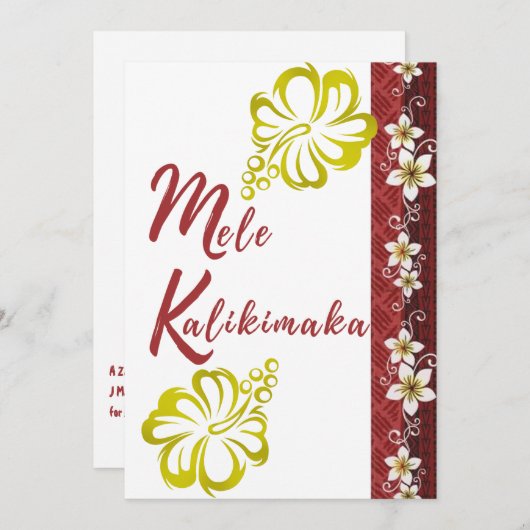 Mele Kalikimaka mit Golden Hibiskus Grußkarte Mitteilungskarte (Vorne/Hinten)