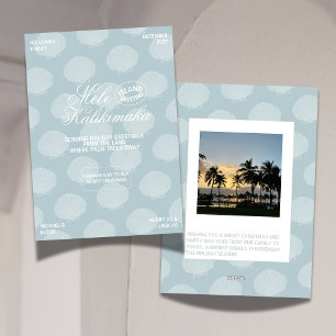 Mele Kalikimaka Modern Blue Seashell Holiday Card Feiertagskarte