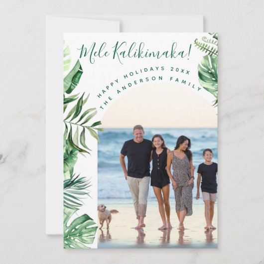 Mele Kalikimaka Modernes Chic Foto Weihnachten (Vorderseite)