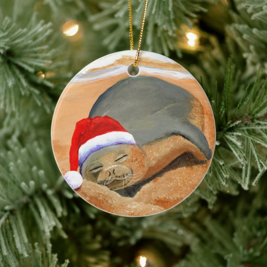 Mele Kalikimaka Mönch Siegel Keramik Ornament (Baum)