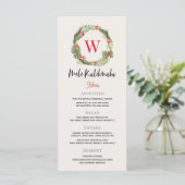 Mele Kalikimaka Monogram Christmas Holiday Dinner Menükarte (Stehend Vorderseite)
