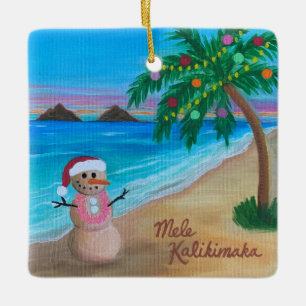 Mele Kalikimaka ornament, Hawaiian Holiday Sandman Keramikornament