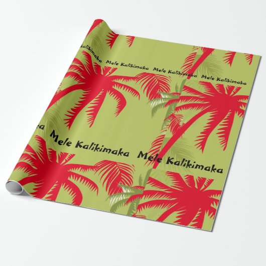 Mele Kalikimaka Palm Tree Geschenkpapier (Ungerollt)