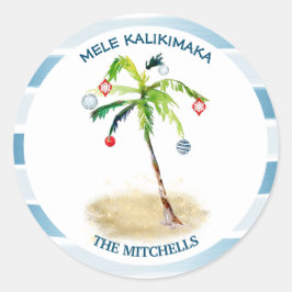 Mele Kalikimaka Palm Tree Holiday Umschlag Aufkleb Runder Aufkleber