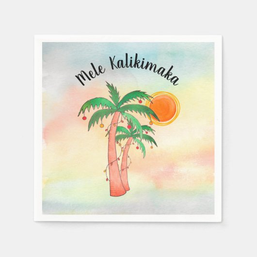 Mele Kalikimaka Palm Trees Napkins Serviette (Vorderseite)