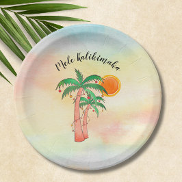 Mele Kalikimaka Palm Trees Pappteller
