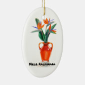 Mele Kalikimaka Paradiesvogel Oval-Verzierung Keramikornament (Rechts)