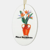 Mele Kalikimaka Paradiesvogel Oval-Verzierung Keramikornament (Links)