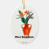 Mele Kalikimaka Paradiesvogel Oval-Verzierung Keramikornament (Hinten)