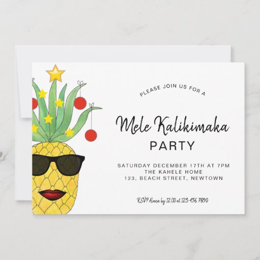 Mele Kalikimaka Party Ananas Einladung (Vorderseite)