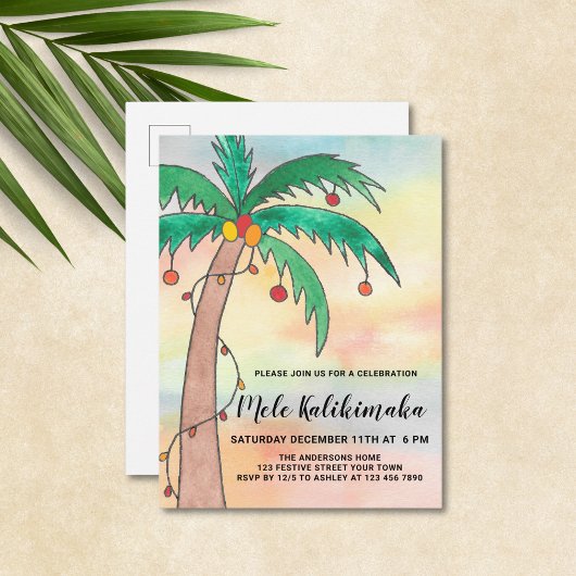 Mele Kalikimaka Party Einladung Postcard