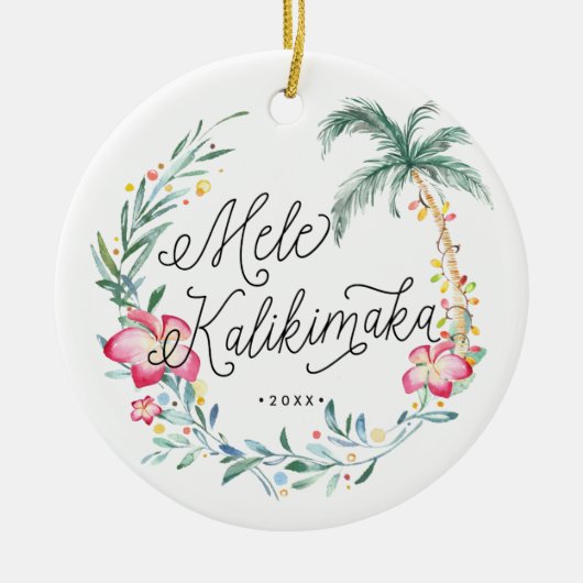 Mele Kalikimaka Personalisierte Weihnachtsdekorati Keramik Ornament (Vorne)