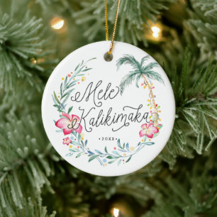 Mele Kalikimaka Personalisierter Weihnachts-Schmuc Keramik Ornament