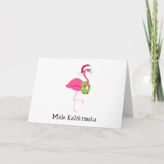 Mele Kalikimaka Pink Flamingo Weihnachtskarte Feiertagskarte (Vorderseite)