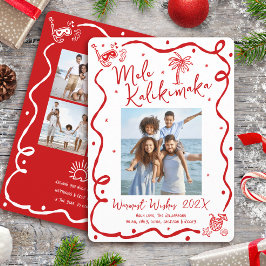 Mele Kalikimaka Red 5 Photo Hand Drawn Christmas Feiertagskarte