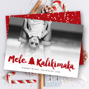 Mele Kalikimaka Red Brush Script Weihnachts-Foto Feiertagskarte
