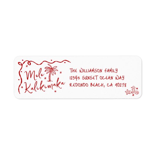 Mele Kalikimaka Red Hand Drawn Christmas Address (Vorne)