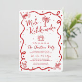 Mele Kalikimaka Red Hand Drawn Doodles Christmas Einladung (Stehend Vorderseite)
