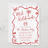 Mele Kalikimaka Red Hand Drawn Doodles Christmas Einladung (Vorderseite)